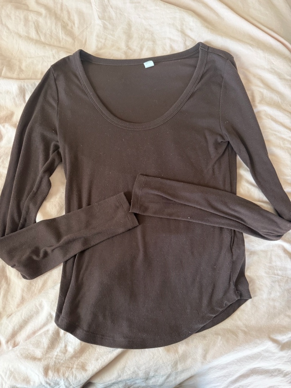 Old Navy Ribbed Scoop Neck Long-Sleeve Top - Brown